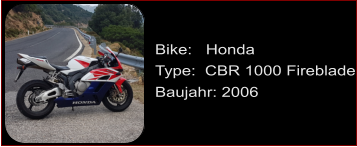 Bike:   Honda Type:  CBR 1000 Fireblade Baujahr: 2006